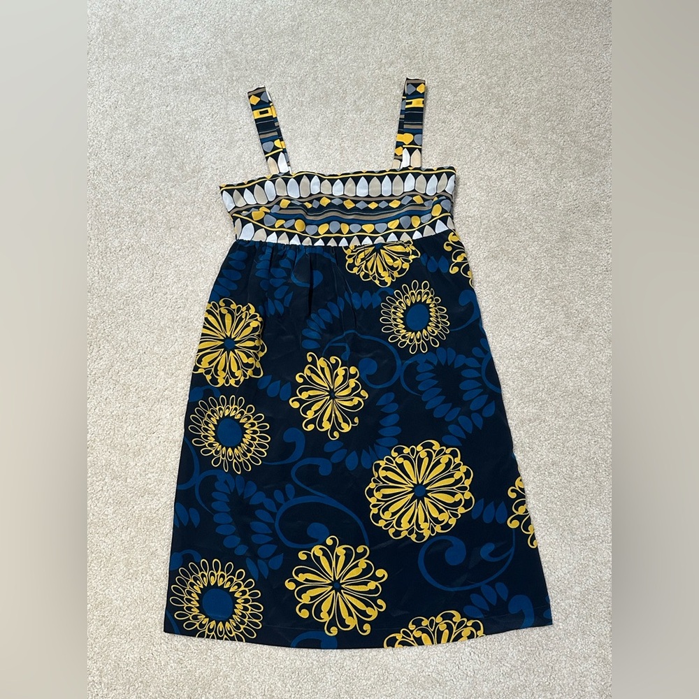 BCBGMaxAzria Floral Mini Dress Women’s XS Blue Yellow